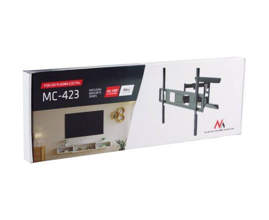 Maclean MC-423 TV Mount Full Motion Wall TV Bracket 43"-100" 80kg max VESA 800x600 Adjustable Tilting Rotating Wall Distance Holder Bracket