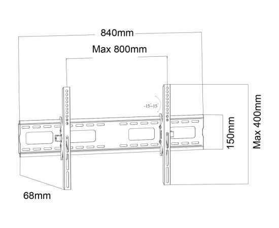Maclean MC-422 TV Wall Mount Heavy Duty 43"-100" max VESA 800x400 120kg Tilting +/-15° Bracket Holder Hanger with Spirit Level Accessories