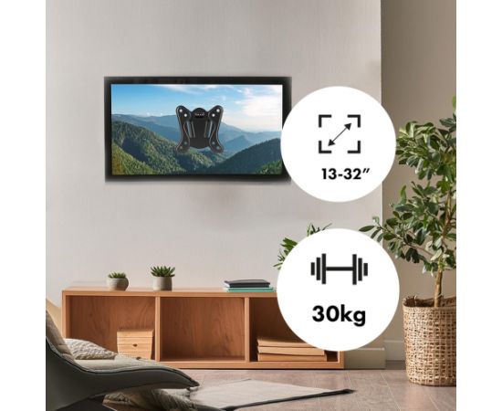 Maclean MC-416 TV Monitor Wall Mount 13"-32" 30kg Tilt Rotate max. VESA 100x100 Black Powder Coating LED OLED LCD Universal Bracket Holder