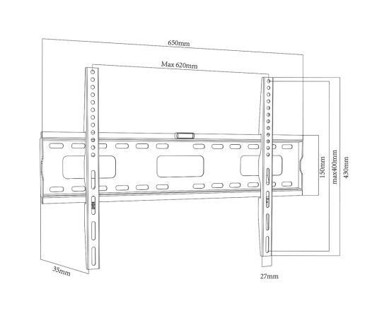 Maclean TV MC-419 Wall Mount Bracket 32"-100" VESA 600x400 45kg Tilting Universal Adjustable Spirit Level Accessories Flat Heavy Duty