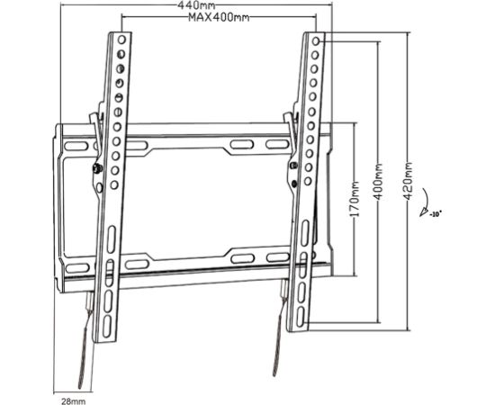 Maclean TV MC-412 Wall Mount Bracket 32"-70" VESA 400x400 45kg Tilting Universal Adjustable Spirit Level Mounting Accessories