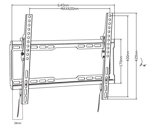 Maclean TV MC-413 Wall Mount Bracket 32"-80" VESA 600x400 45kg Tilting Universal Adjustable Spirit Level Mounting Accessories