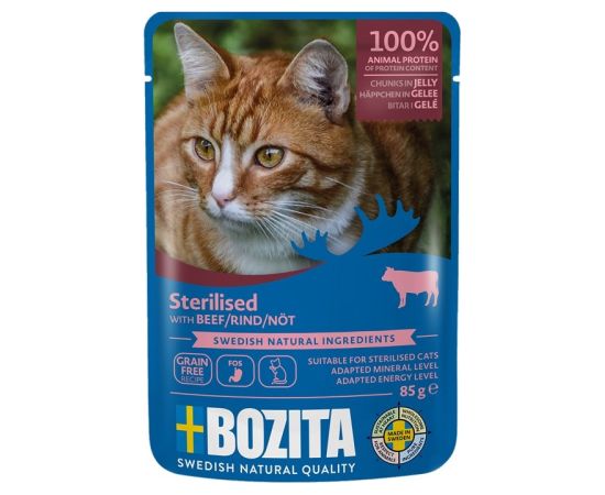 BOZITA sterilised beef jellied pieces - wet cat food - 85g