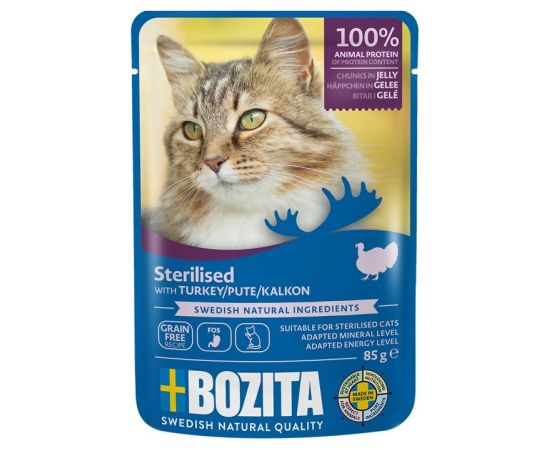 BOZITA sterilised pieces in jelly with turkey - wet cat food - 85g