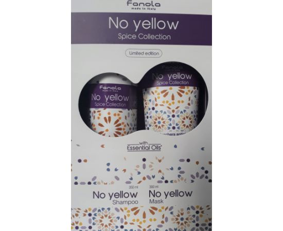 Fanola Set Fanola: No Yellow Spice Collection, Hair Treatment Cream Mask, For Neutralisation Of Yellow Tones, 300 ml + No Yellow Spice Collection, Hair Shampoo, For Neutralisation Of Yellow Tones, 350 ml For Women