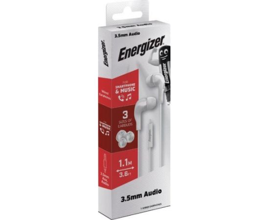 Słuchawki Energizer Energizer Classic CIA5 - Słuchawki przewodowe jack 3,5 mm (Biały)