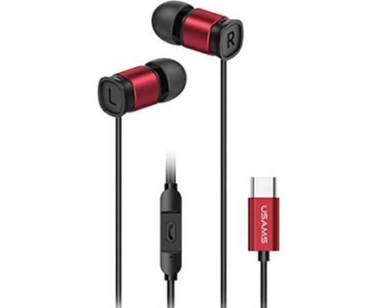 Słuchawki Usams Słuchawki USAMS EP-46 USB-C czerwony/red 1,2m HSEP4604