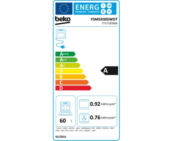 Beko FSM59305WDT Indukcijas plīts 60cm