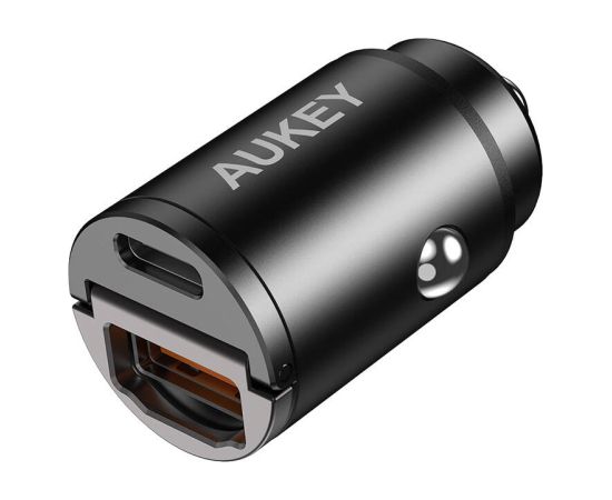 Car charger Aukey CC-A3, 1xUSB-A, 1xUSB-C, 30W (black)