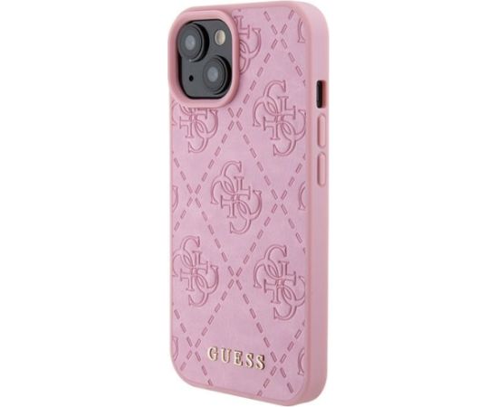 Guess Leather 4G Stamped Back Case Aizsargapvalks Priekš Apple iPhone 15