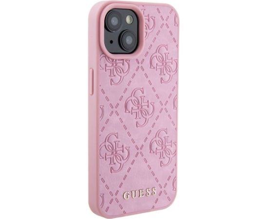 Guess Leather 4G Stamped Back Case Aizsargapvalks Priekš Apple iPhone 15