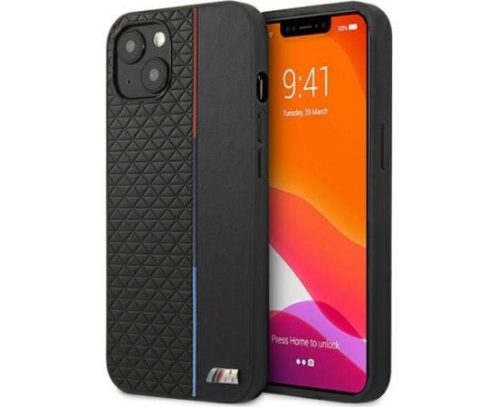 BMW M kolekcija BMHCP13MTRTBK Back Case Aizmugurējais Ādas Apvalks Telefonam Apple iPhone 13