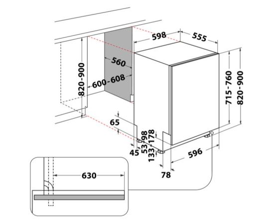 Whirlpool WH8IPB14AM6L0 trauku mazg. mašīna, iebūv., 3gr. 60cm