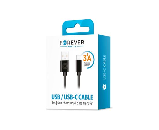 Forever cable USB - USB-C 1,0 m 3A black