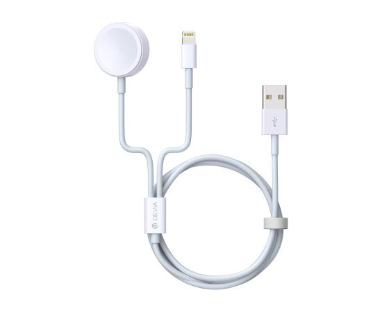 Devia cable Smart 2in1 V2 USB - Lightning white with inductive charger for Apple Watch