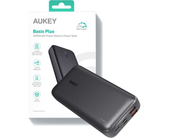 AUKEY PB-N74S Power Bank 20000mAh 22.5W QC 3.0 PD 3.0 5xUSB SCP LCD Black