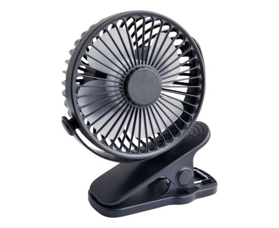 Blow Desk fan with clip 10cm USB+battery black