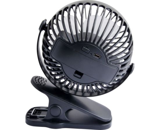 Blow Desk fan with clip 10cm USB+battery black