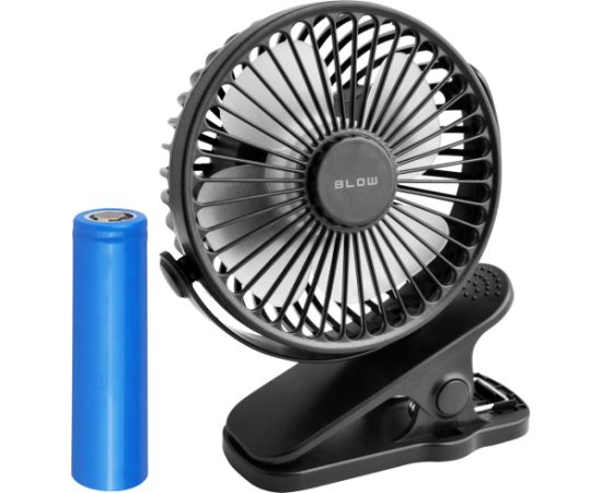 Blow Desk fan with clip 10cm USB+battery black