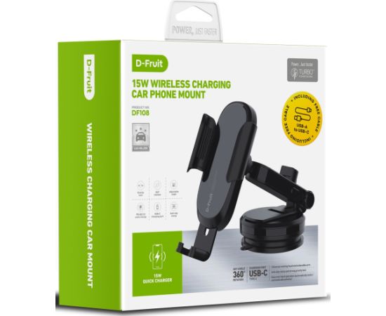 D-Fruit phone car mount + QI wireless charger (DF108)