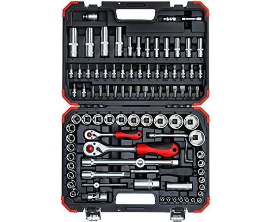 Gedore Red socket wrench set 1/4 "+ 1/2", 94 pieces (red / black, with reversible ratchets, SW 4mm - 32mm)