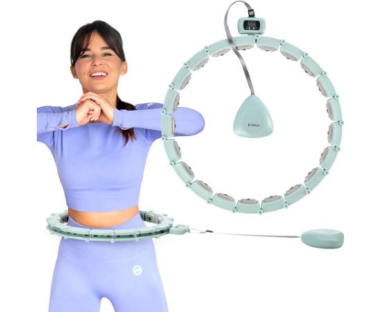 Komplekts HULA HOOP MAGNETIC GREEN HHM14 WITH WEIGHT + COUNTER HMS + WAIST SUPPORT BR163 BLACK PLUZ SIZE