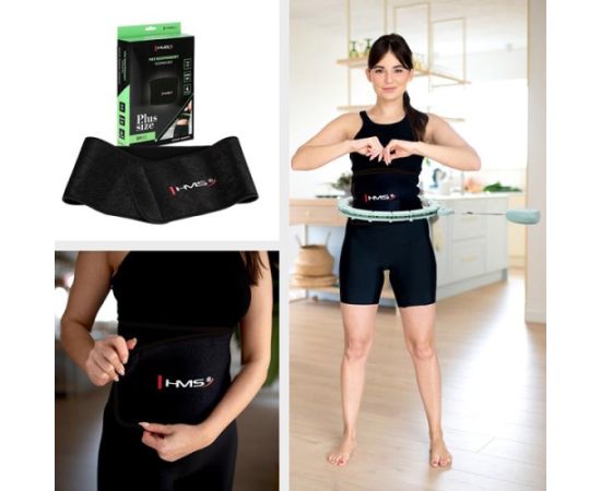 Komplekts HULA HOOP MAGNETIC GREEN HHM14 WITH WEIGHT + COUNTER HMS + WAIST SUPPORT BR163 BLACK PLUZ SIZE