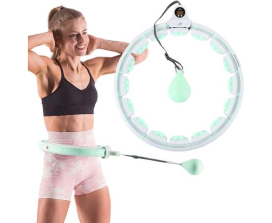 Komplekts HULA HOOP HHW06 GREEN WITH A GRAVITY BALL AND COUNTER HMS + WAIST SUPPORT BR163 BLACK PLUZ SIZE