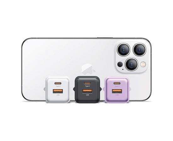 USAMS Ład. siec. 1xUSB+1xUSB-C PD30W 3A (only head) PD3.0 Fast Charging purpurowy|purple X-ron Series CC189TC03 (US-CC189)