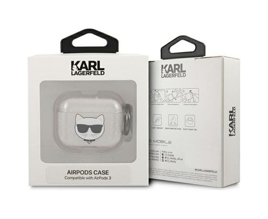 Karl Lagerfeld case for Airpods 3 KLA3UCHGS silver Glitter Choupette