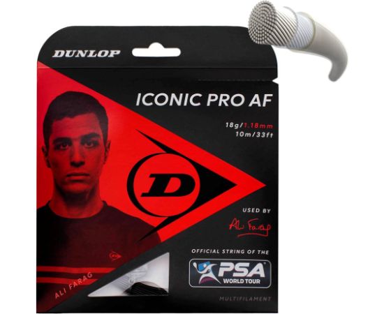 Squash strings DUNLOP ICONIC PRO AF 1,22MM 17G BLACK 10M SET