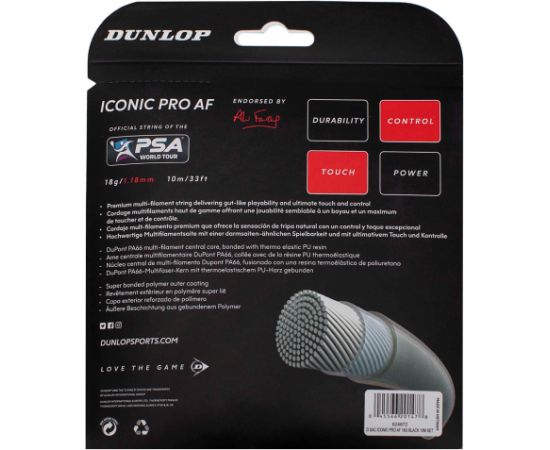 Squash strings DUNLOP ICONIC PRO AF 1,22MM 17G BLACK 10M SET