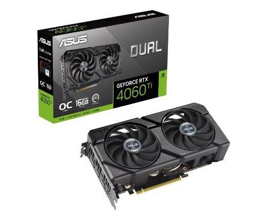 Graphics Card ASUS NVIDIA GeForce RTX 4060 Ti 16 GB GDDR6 128 bit PCIE 4.0 16x Dual Slot Fansink 1xHDMI 3xDisplayPort DUAL-RTX4060TI-O16G-EVO