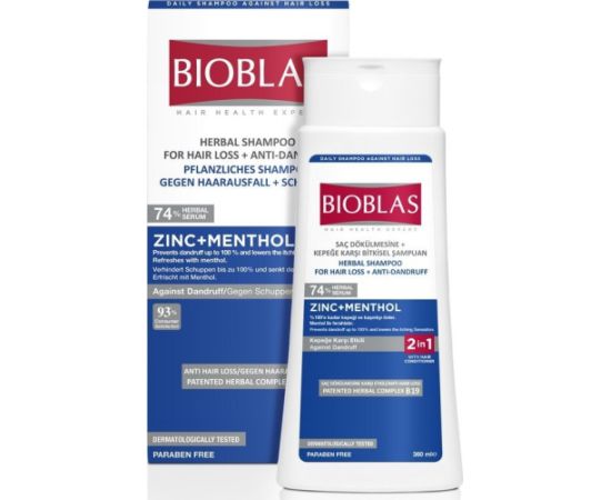 BIOBLAS szampon do włosów z cynkiem i mentolem przeciw wypadaniu 360ml