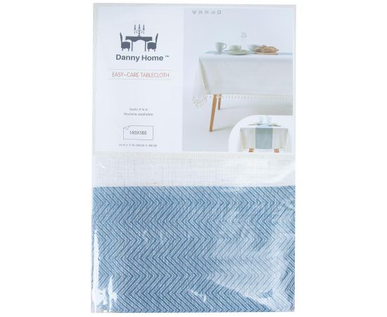 Tablecloth EASY CARE 140x180cm, white/grey with tassel