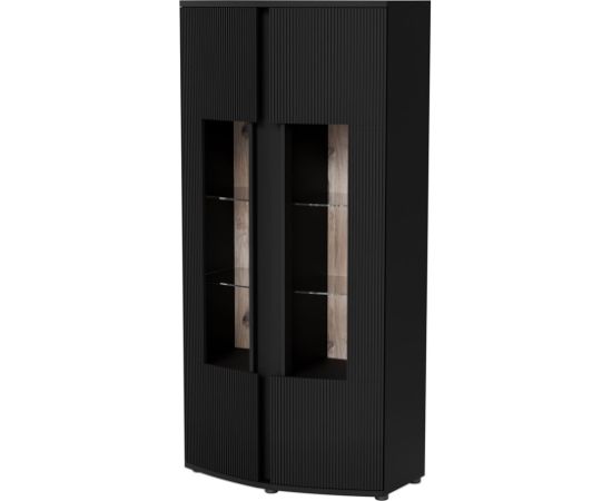 Cama Meble Cama 2D display cabinet MICHELLE 86x35-47xH180 black/viking oak