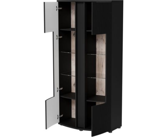 Cama Meble Cama 2D display cabinet MICHELLE 86x35-47xH180 black/viking oak