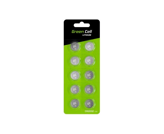 Green Cell Blister 10x Lithium Battery CR2032 3V 220mAh Button