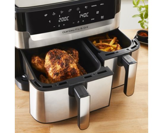 Tefal Dual Easy Fry & Grill EY905D Double 8.3 L Stand-alone 2700 W Hot air fryer Stainless steel