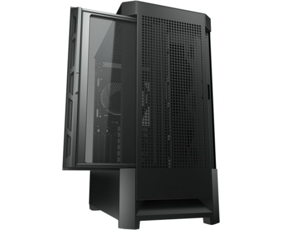 COUGAR | Case Airface Black | PC Case | Mid Tower / Mesh Front Panel / 1 x 120mm Fan / TG Left Panel / Black