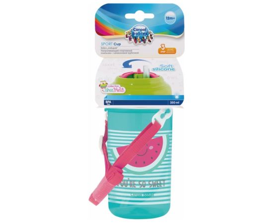 CANPOL BABIES cup with flip-top silicone straw So Cool!, 400 ml, 4/102_pin