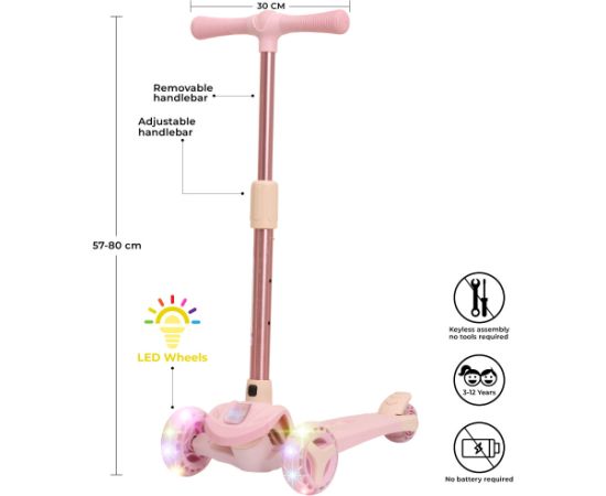 Story Mini Friends LED luksusa trīsriteņu bērnu skrejritenis Rozā 2