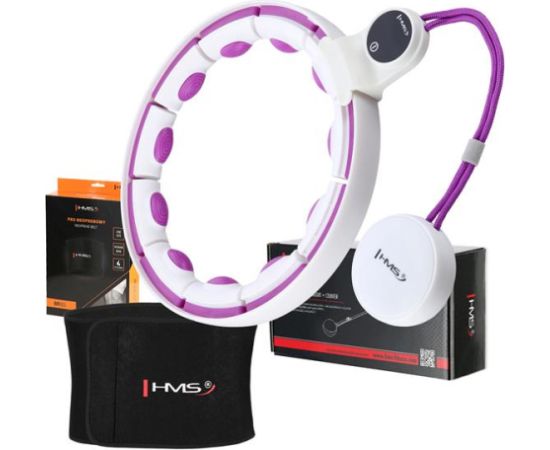 Komplekts SET HULA HOOP MAGNETIC WHITE/VIOLET HHM17 WITH WEIGHT + COUNTER HMS + WAIST SUPPORT BR163 RED