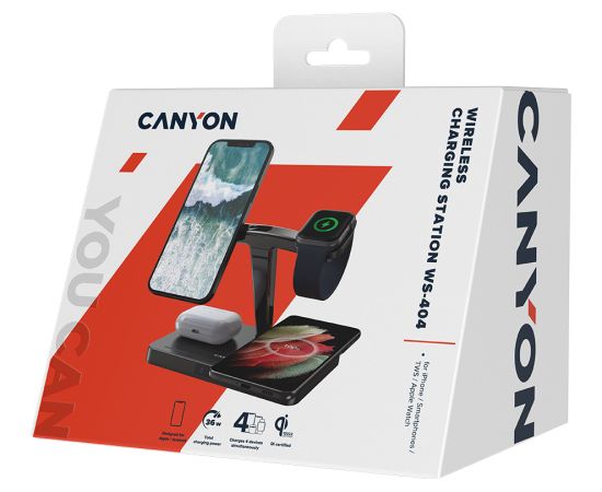 CANYON wireless charger WS-404 15W 4in1 UK Black