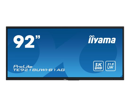 Monitor iiyama iiyama TE9218UWI-B1AG signage display Interaktywny płaski panel 2,32 m (91.5") LED Wi-Fi 500 cd/m² 5K Ultra HD Czarny Ekran dotykowy Procesor wbudowany Android 16/7