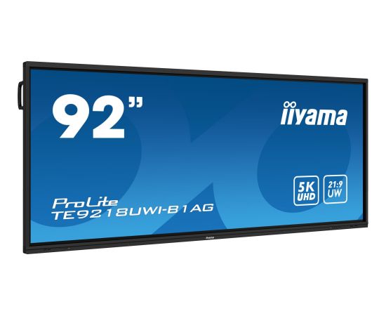 Monitor iiyama iiyama TE9218UWI-B1AG signage display Interaktywny płaski panel 2,32 m (91.5") LED Wi-Fi 500 cd/m² 5K Ultra HD Czarny Ekran dotykowy Procesor wbudowany Android 16/7