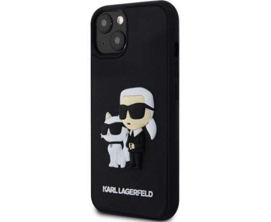 Karl Lagerfeld Apple  iPhone 15 Rubber Karl and Choupette Case Black