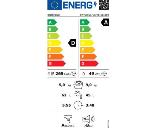 Electrolux EW7W5697QE veļas mazgājamā mašīna ar žāvētāju 9/5kg 1600rpm