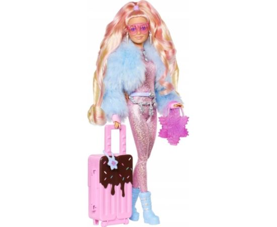 Lalka Barbie Mattel Extra Fly Zimowa w podróży z zimowymi ubrankami HPB16