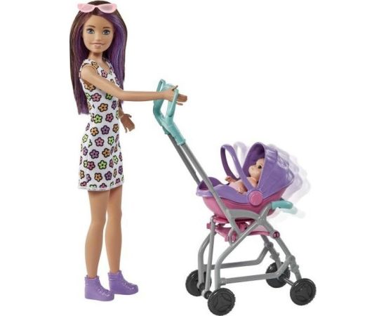 Mattel Barbie lelle Barbie Babysitter Skipper ratiņi + bērnu komplekts GXT34